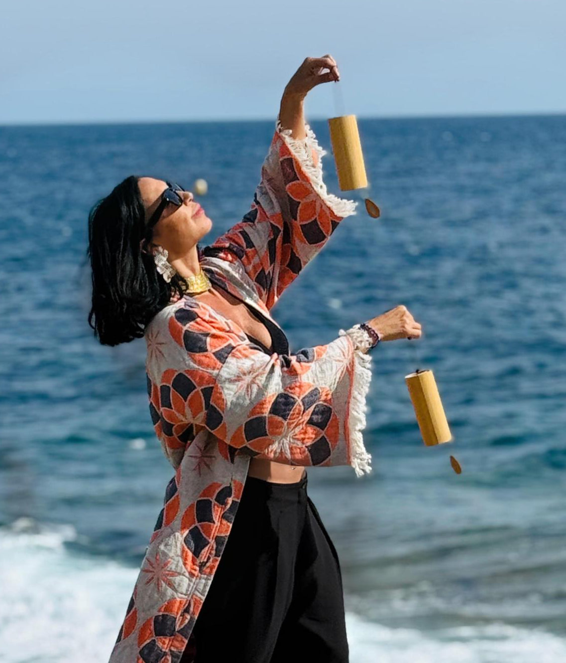 Kimono Veste en Jacquard de Coton
