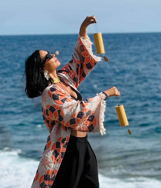 Kimono Veste en Jacquard de Coton