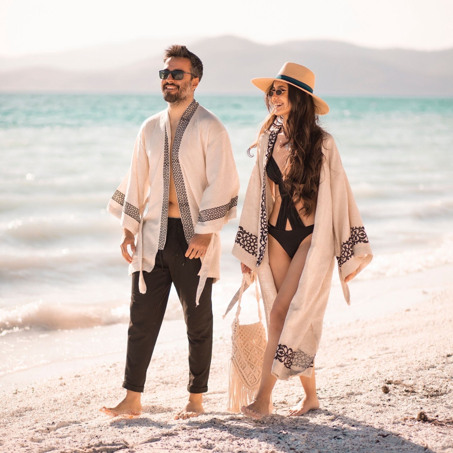 Medusa – Kimono / Caftan Bohème Éthique Homme en Lin & Chanvre, Tissé à la Main & Teintures Naturelles