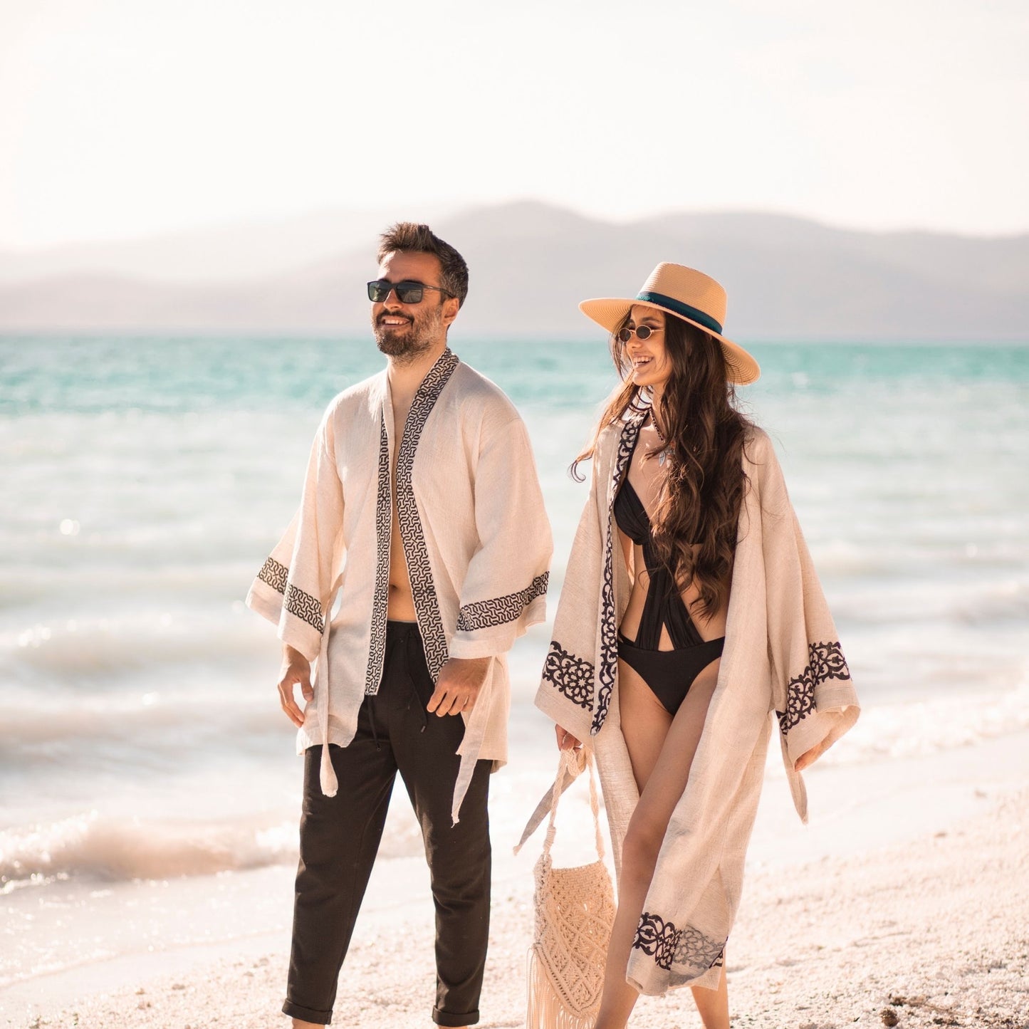 Medusa – Kimono Femme en Coton & Chanvre Écru, Élégance Artisanale