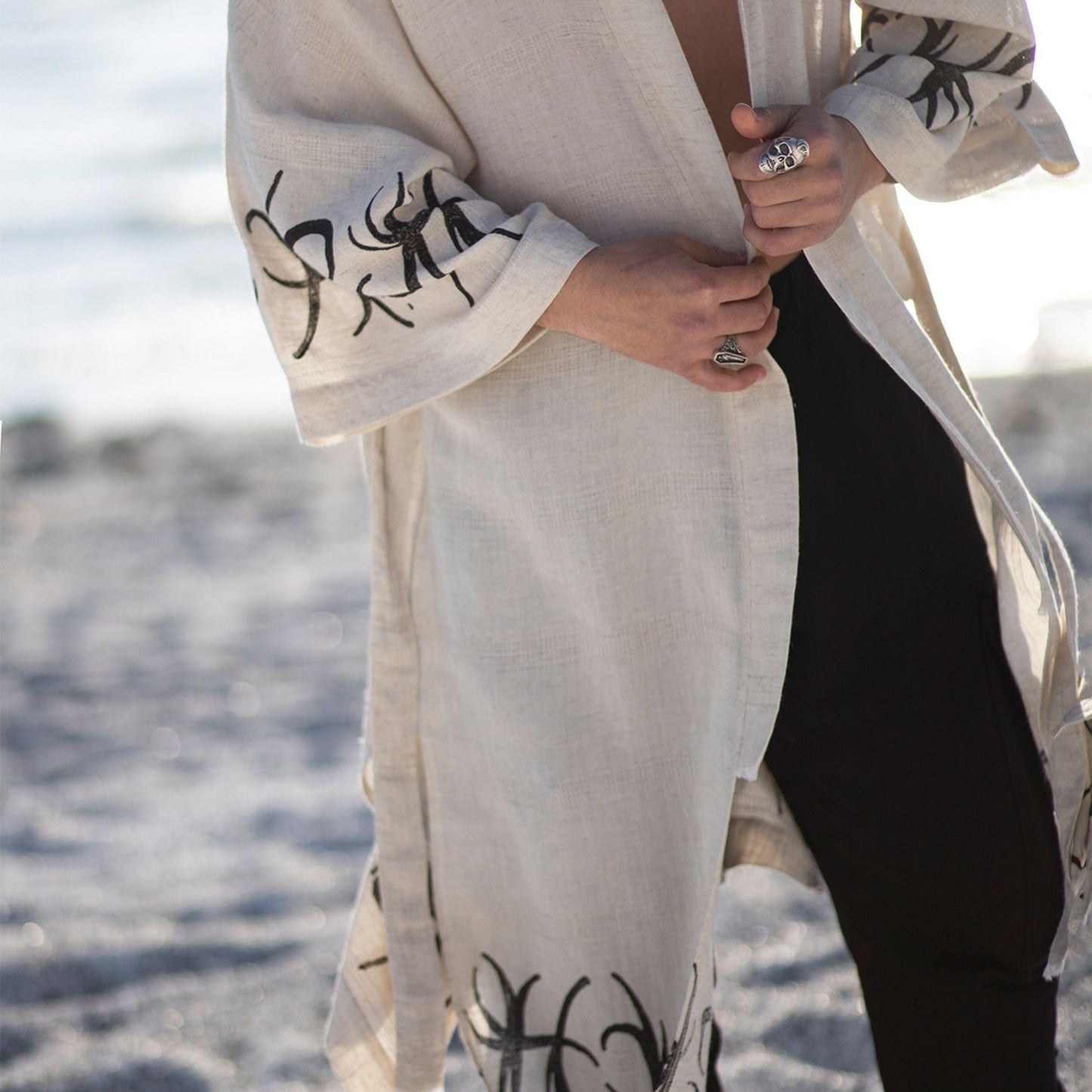 Venus – Kimono Homme en Coton & Chanvre Écru, Élégance Artisanale