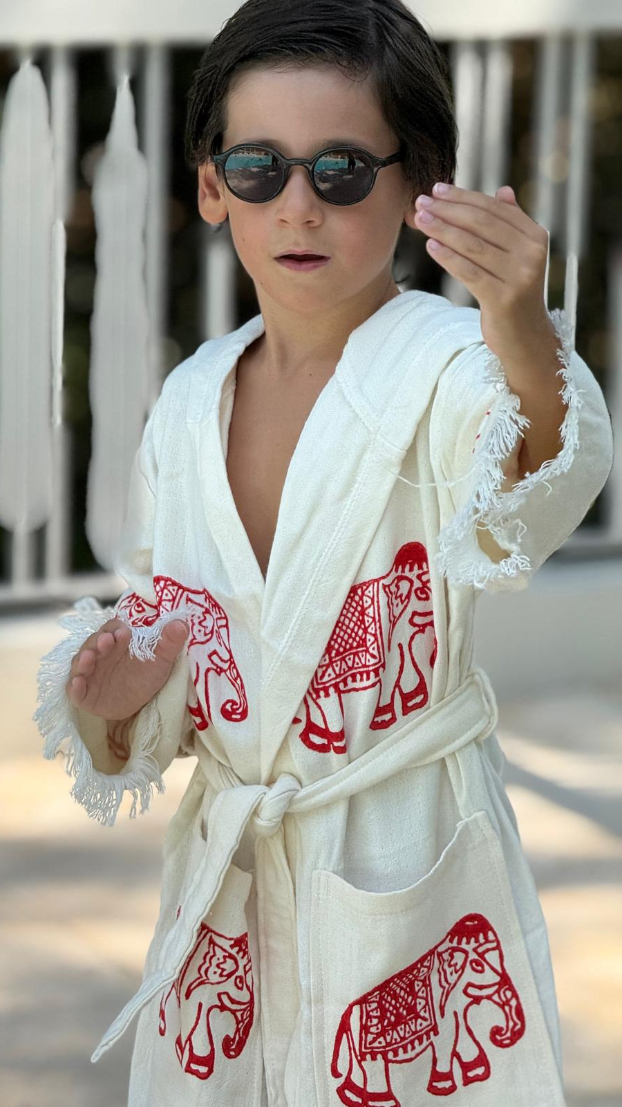 Elephane:Kimono Enfant 100% Coton Bio – Doux, Absorbant &Séchage Rapide