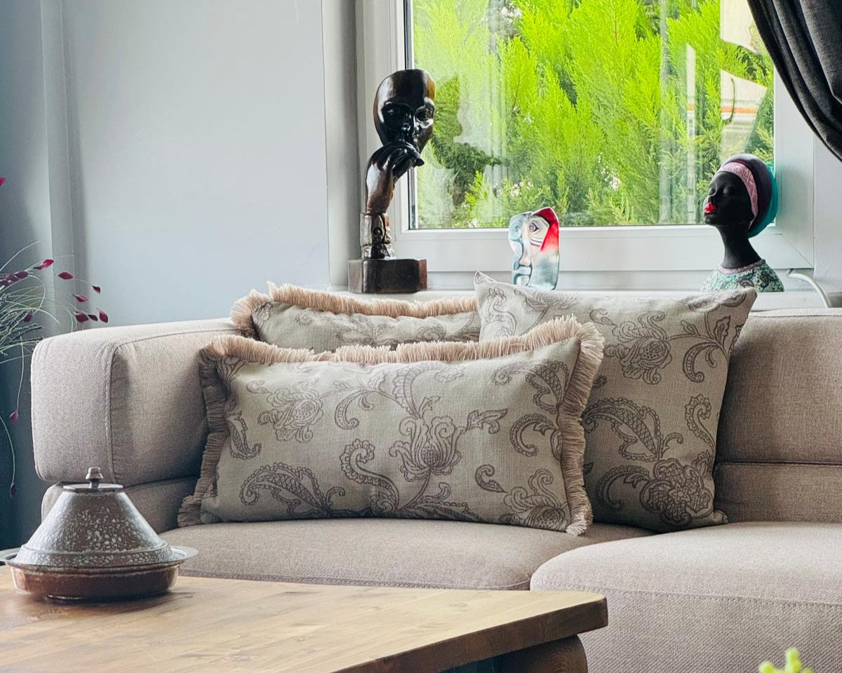 Housse de Coussin SERENAD Ivoire – Style Bohème & Chic