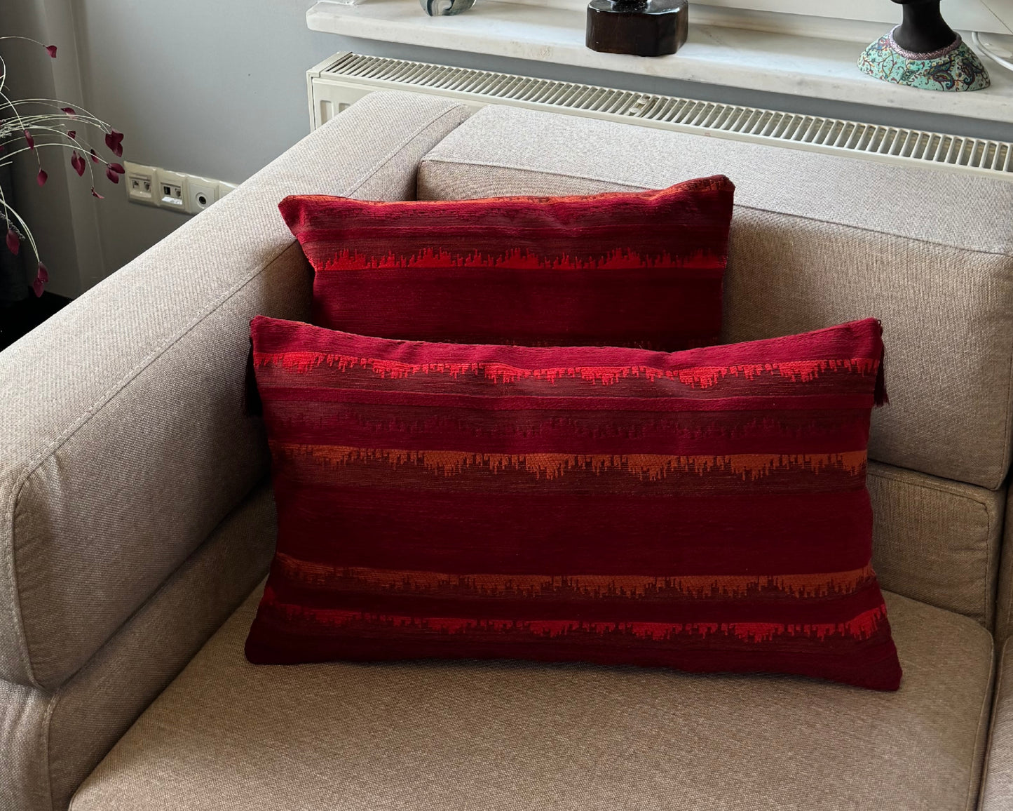 set de 2 housses de coussin tissu haut qualité