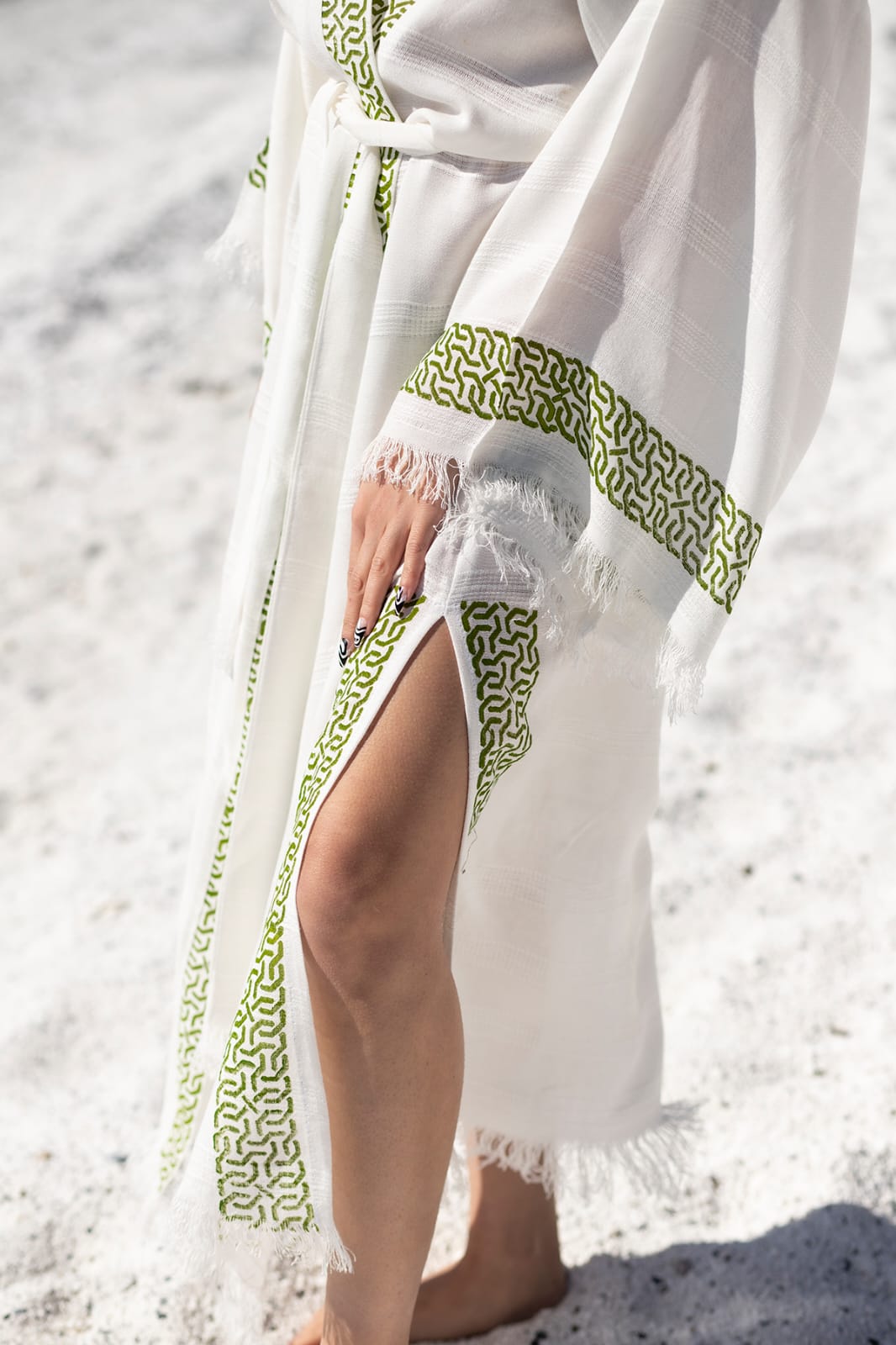 Kimono Femme Metis Écru – Coton & Bambou | Élégance Naturelle & Artisanat Authentique