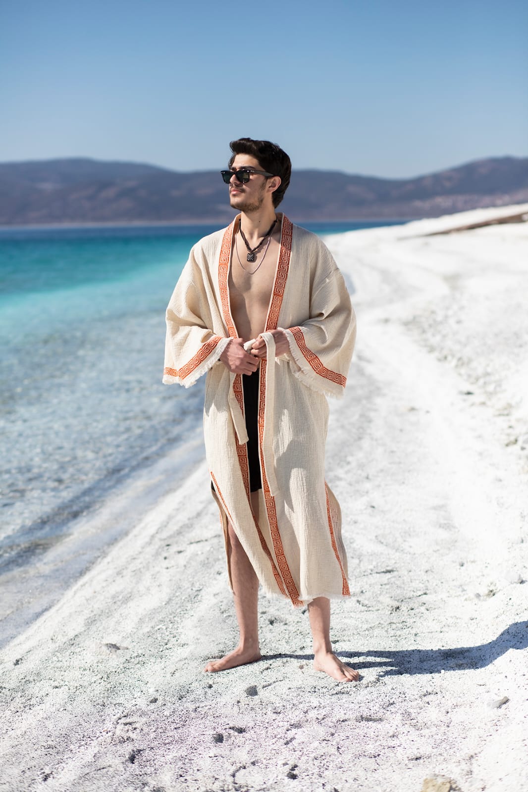 Kimono Homme Apallon Écru – Coton & Bambou | Élégance Naturelle & Artisanat Authentique