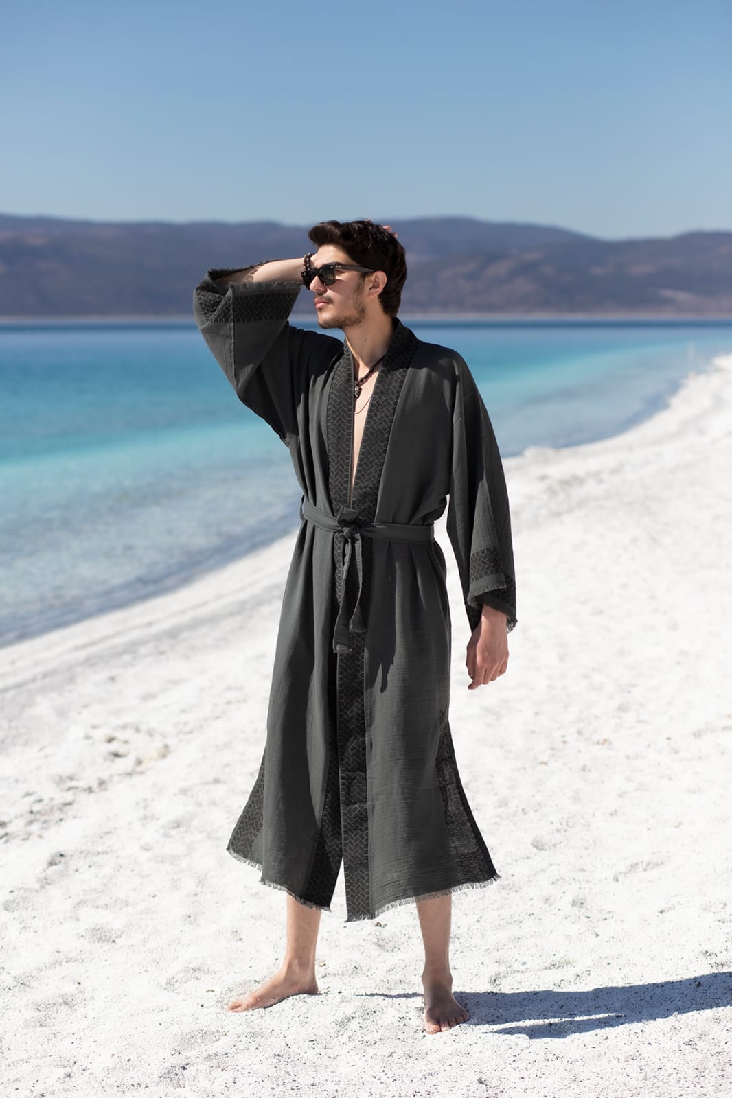 Kimono Homme Zeus Écru – Coton & Bambou | Élégance Naturelle & Artisanat Authentique