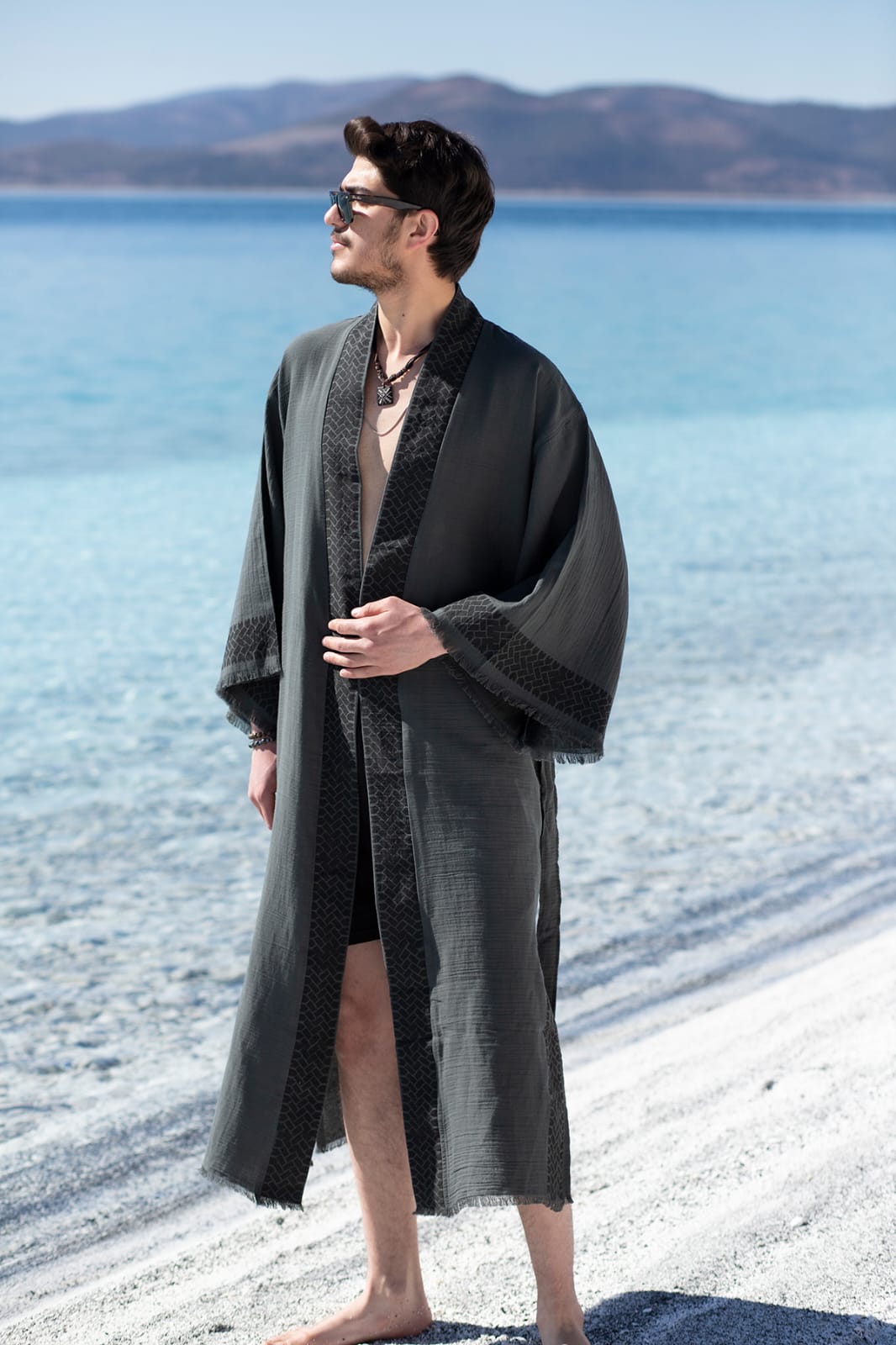 Kimono Homme Zeus Écru – Coton & Bambou | Élégance Naturelle & Artisanat Authentique