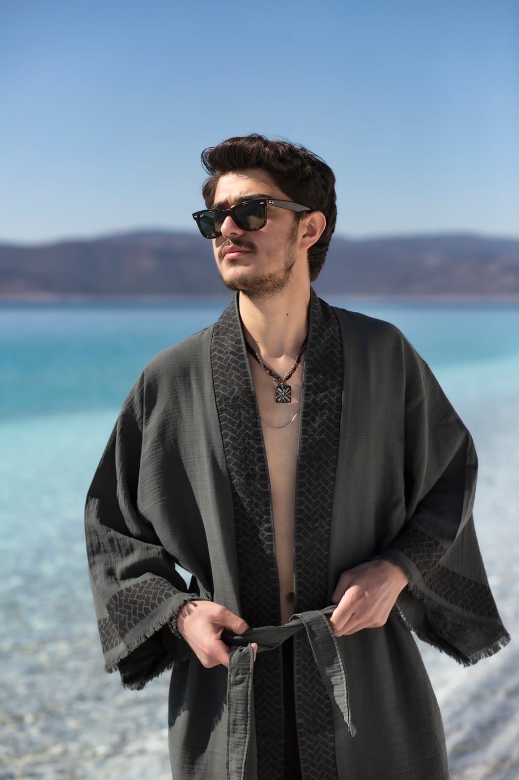 Kimono Homme Zeus Écru – Coton & Bambou | Élégance Naturelle & Artisanat Authentique
