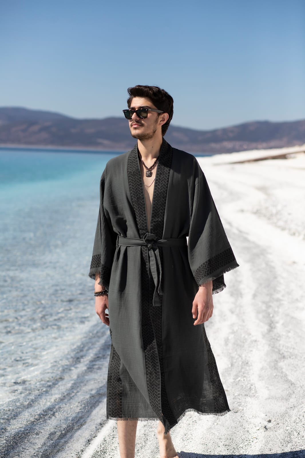 Kimono Homme Zeus Écru – Coton & Bambou | Élégance Naturelle & Artisanat Authentique