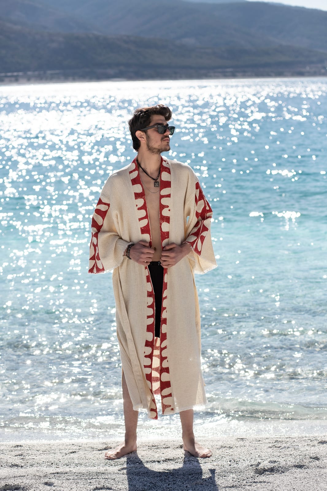 Kimono Homme Hermes Écru – Coton & Chanvre | Élégance Naturelle & Artisanat Authentique