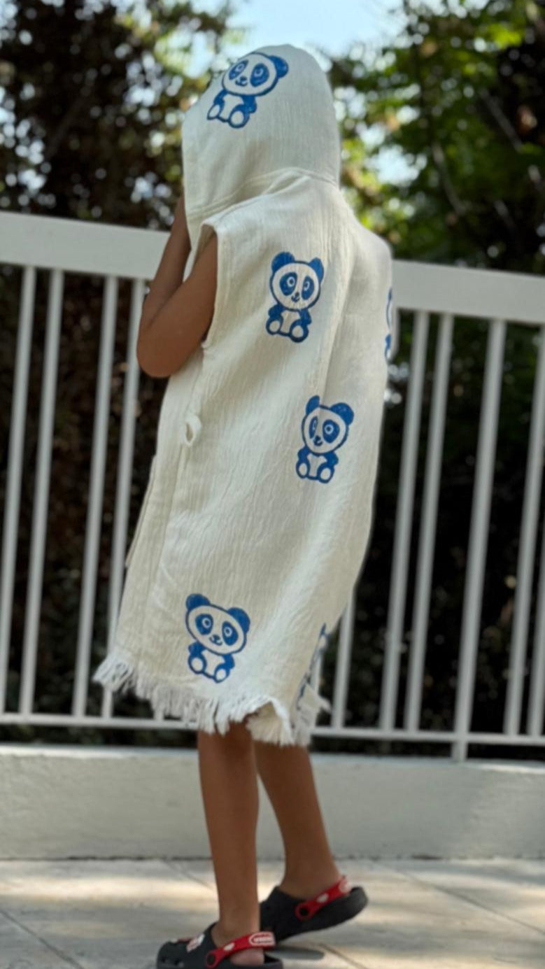Panda :Kimono Enfant 100% Coton Bio – Doux, Absorbant &Séchage Rapide