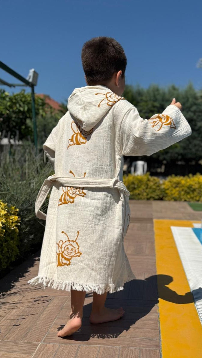 Abey:Kimono Enfant 100% Coton Bio – Doux, Absorbant &Séchage Rapide