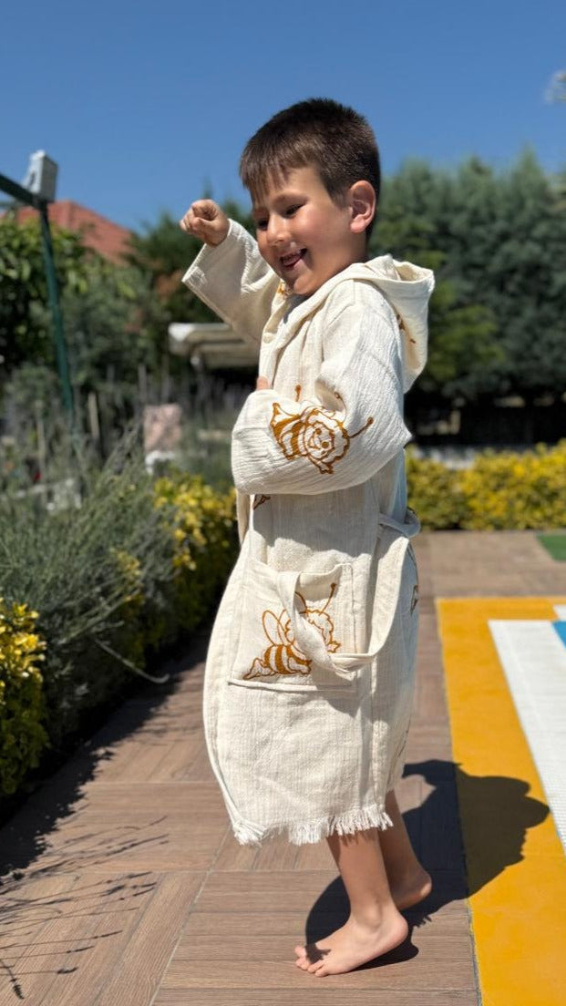 Abey:Kimono Enfant 100% Coton Bio – Doux, Absorbant &Séchage Rapide
