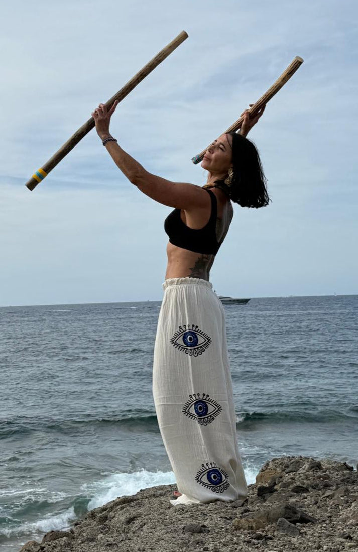ERA Pantalon sportif en coton doux avec motif œil — Style unique pour un usage quotidien