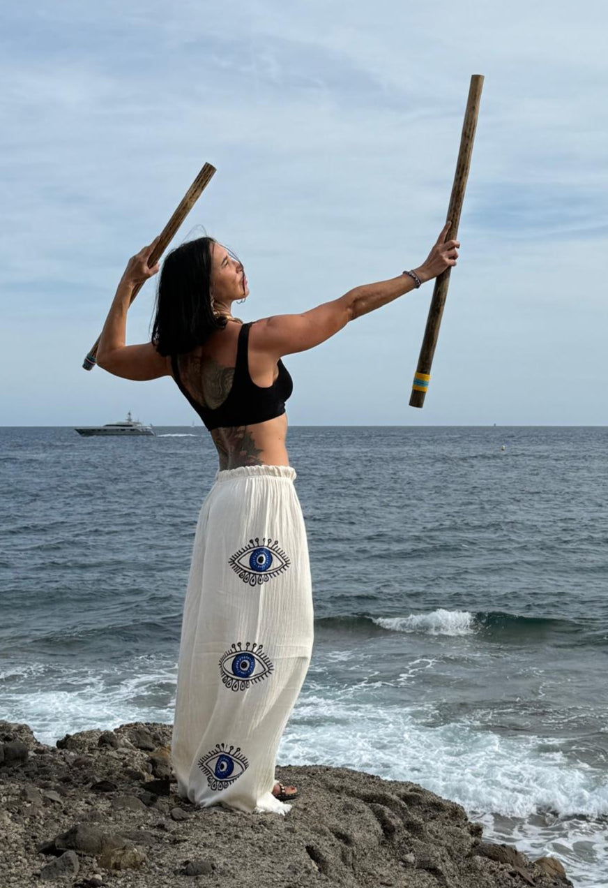 ERA Pantalon sportif en coton doux avec motif œil — Style unique pour un usage quotidien