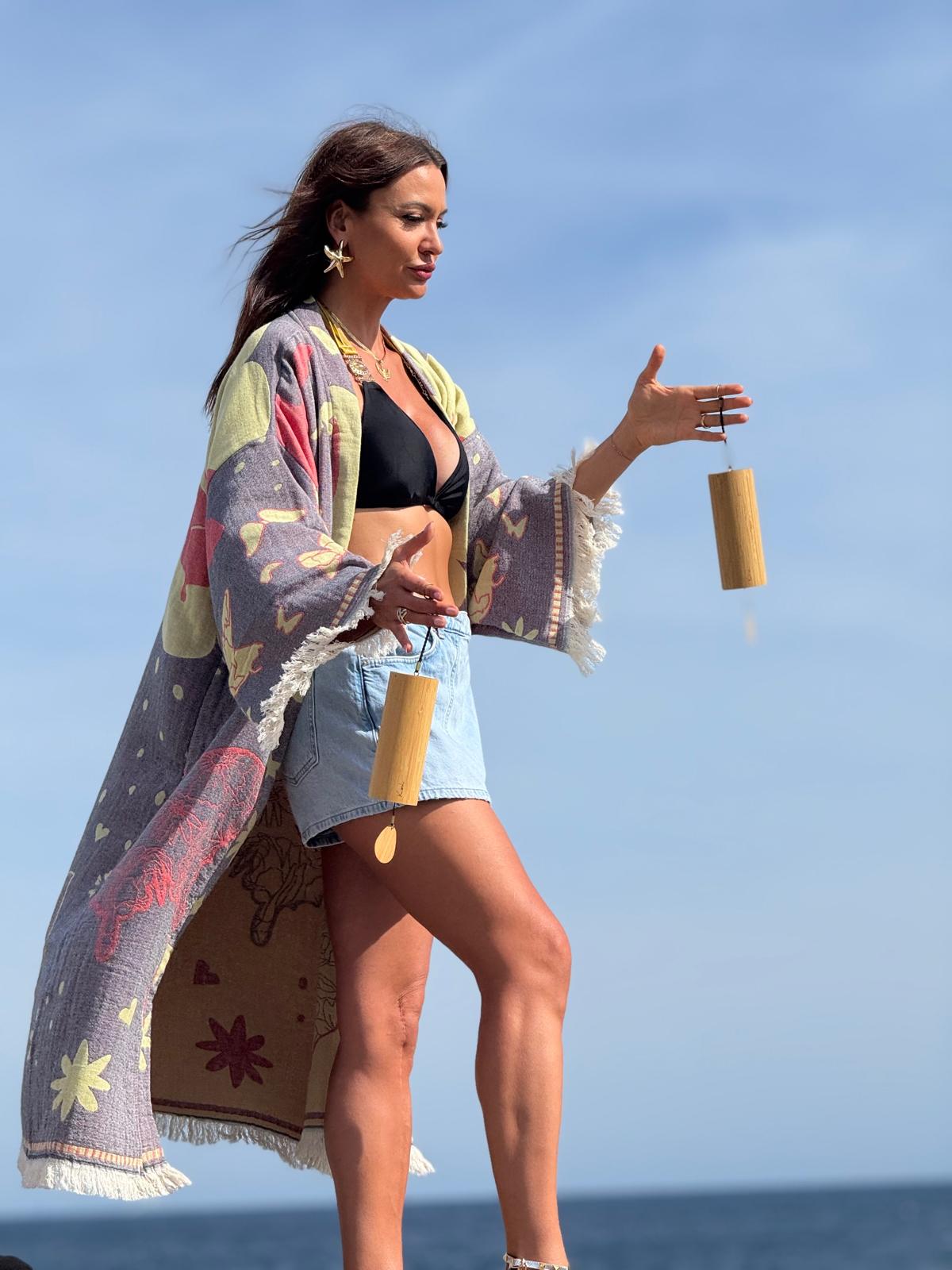 Kimono Veste en Jacquard de Coton
