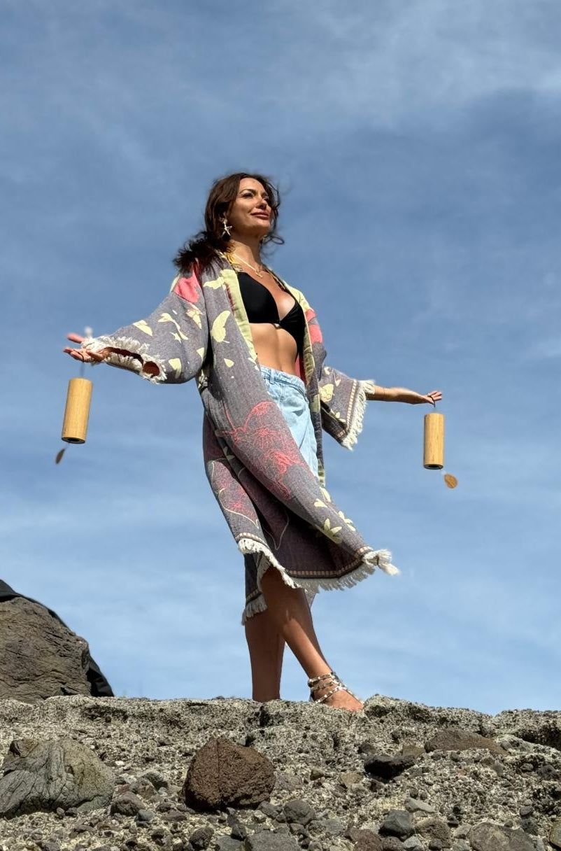Kimono Veste en Jacquard de Coton