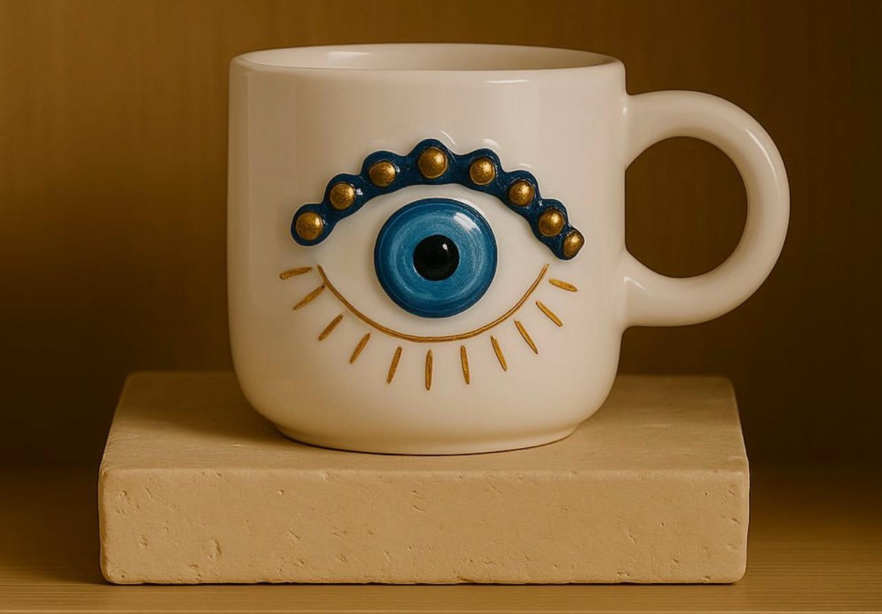 Tasse en céramique artisanale – Œil protecteur