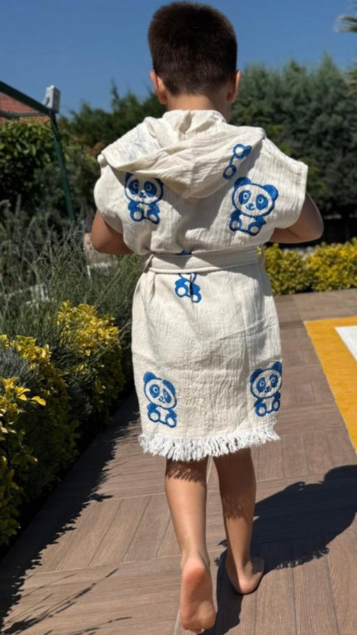Panda :Kimono Enfant 100% Coton Bio – Doux, Absorbant &Séchage Rapide