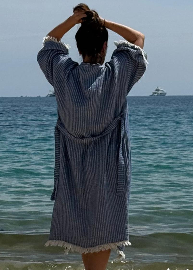 RAYE – Kimono en coton doux – Bleu, léger & polyvalent