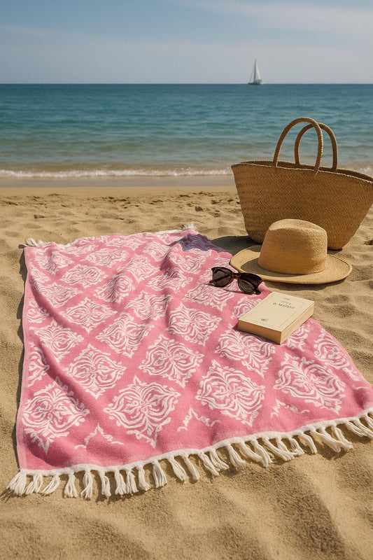 ROSE Serviette de plage élégante, en coton, et stylée