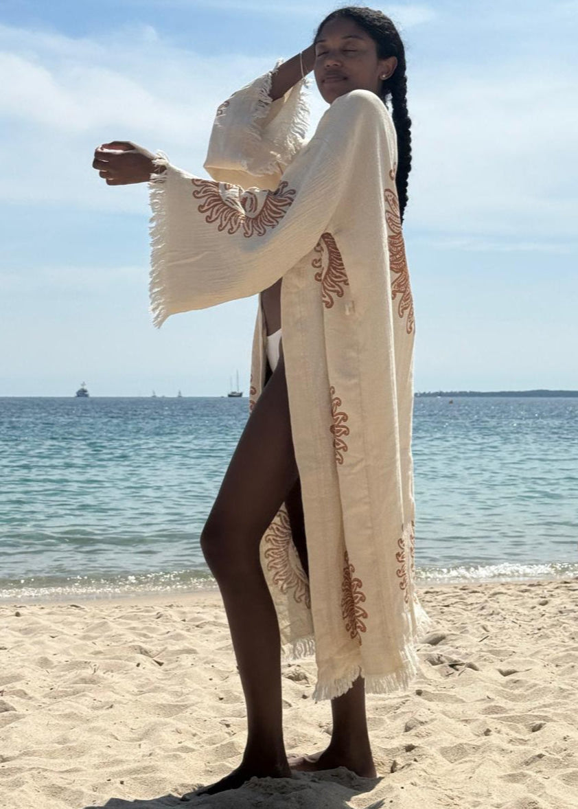 Kimono Femme Soleile - Coton  Élégance Naturelle & Artisanat Authentique