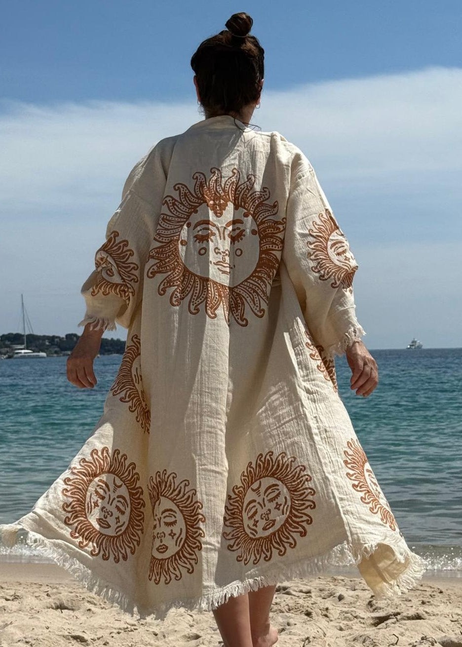 Kimono Femme Soleile - Coton  Élégance Naturelle & Artisanat Authentique