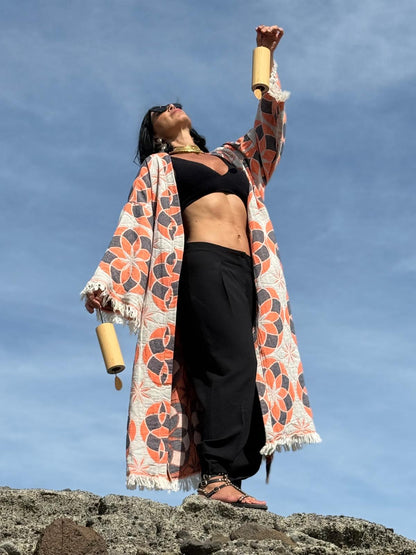Kimono Veste en Jacquard de Coton