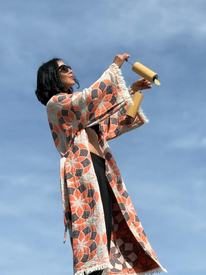 Kimono Veste en Jacquard de Coton