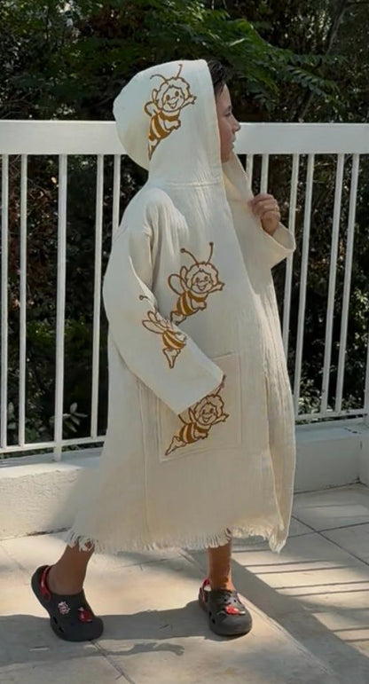 Abey:Kimono Enfant 100% Coton Bio – Doux, Absorbant &Séchage Rapide