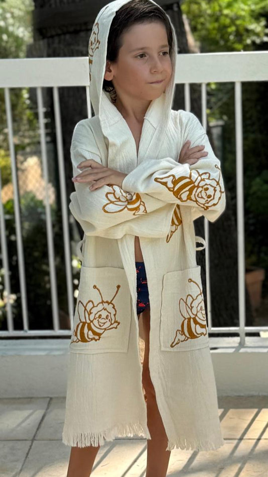 Abey:Kimono Enfant 100% Coton Bio – Doux, Absorbant &Séchage Rapide