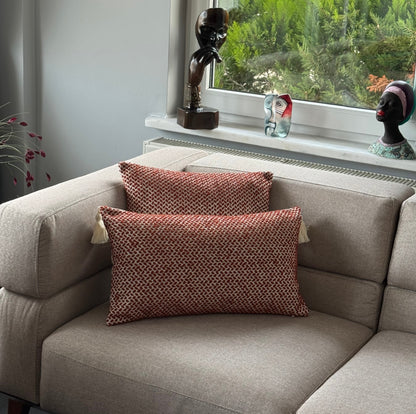 Housse de Coussin ALMA Bordeaux – Jacquard Texturé Élégant