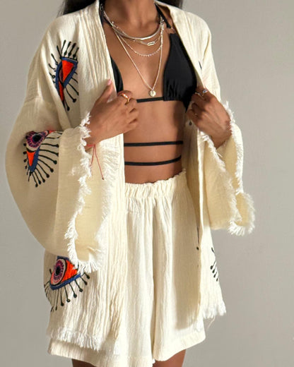 Oeliete  ensemble Artisanal  100% Coton Naturel