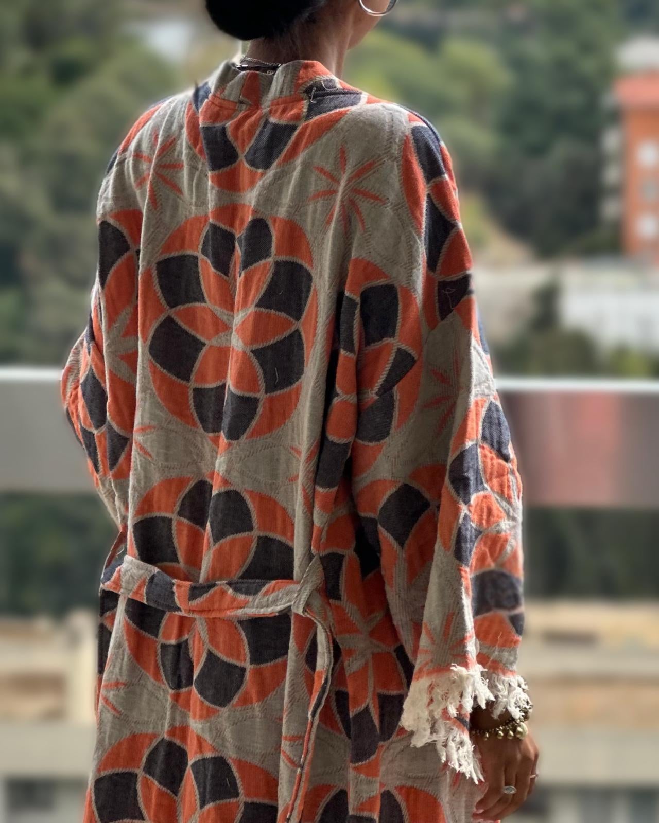 Kimono Veste en Jacquard de Coton