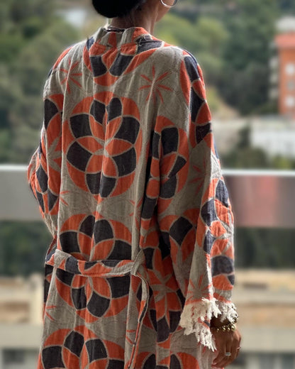 Kimono Veste en Jacquard de Coton