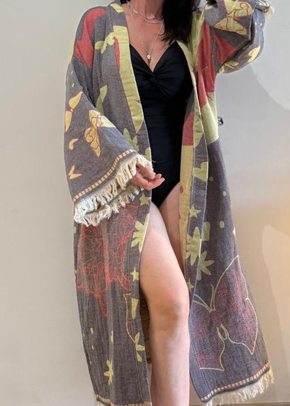 Kimono Veste en Jacquard de Coton