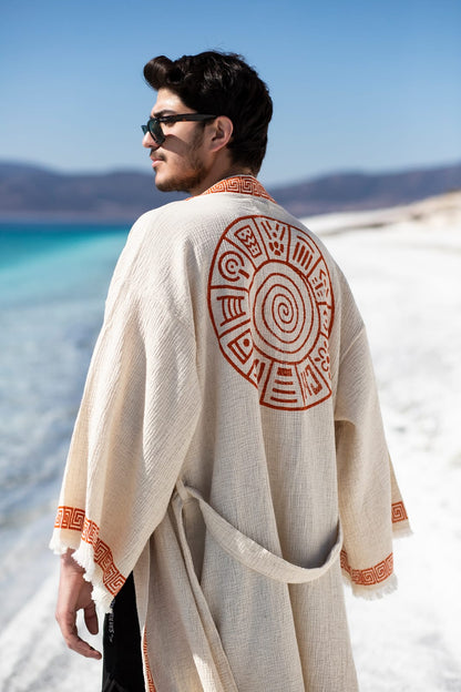 Kimono Homme Apallon Écru – Coton & Bambou | Élégance Naturelle & Artisanat Authentique