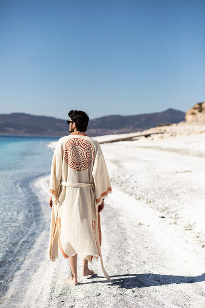 Kimono Homme Apallon Écru – Coton & Bambou | Élégance Naturelle & Artisanat Authentique