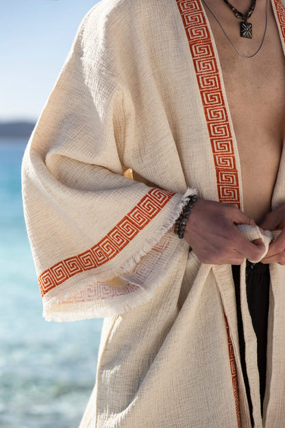 Kimono Homme Apallon Écru – Coton & Bambou | Élégance Naturelle & Artisanat Authentique