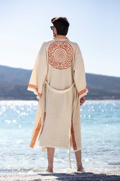 Kimono Homme Apallon Écru – Coton & Bambou | Élégance Naturelle & Artisanat Authentique