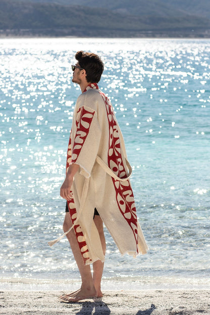 Kimono Homme Hermes Écru – Coton & Chanvre | Élégance Naturelle & Artisanat Authentique