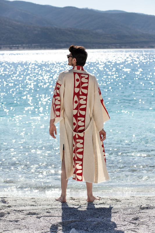 Kimono Homme Hermes Écru – Coton & Chanvre | Élégance Naturelle & Artisanat Authentique