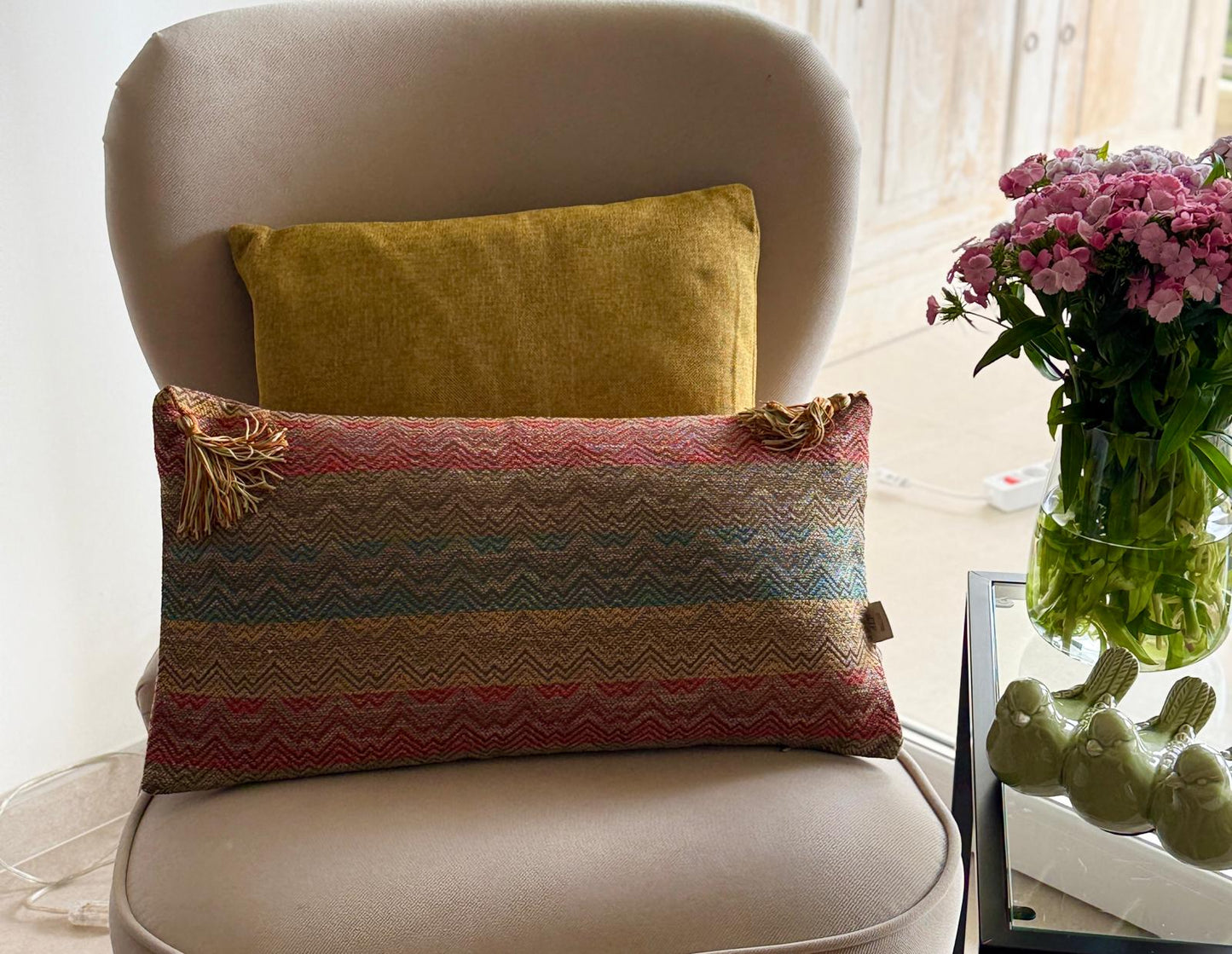Set de 2 housses de coussin /tissu haute qualité.