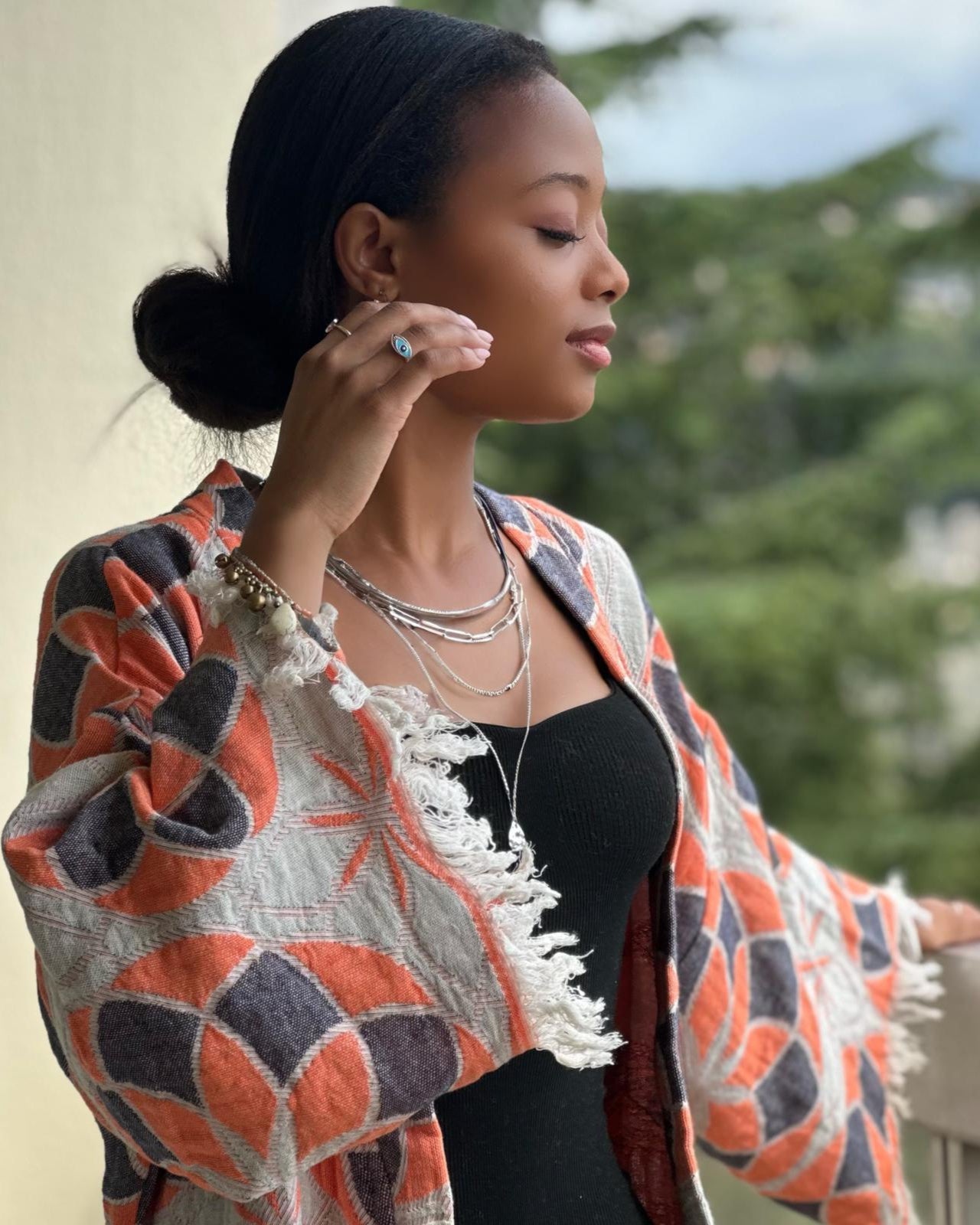 Kimono Veste en Jacquard de Coton