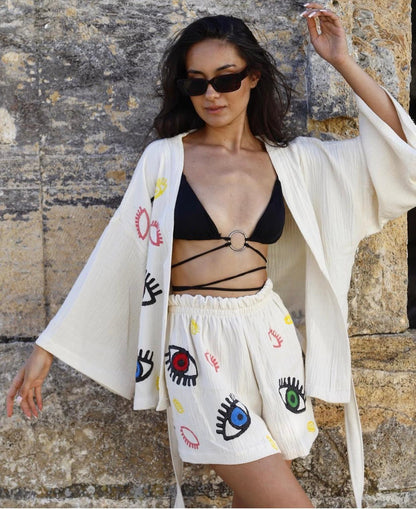 Bicolor ensemble Artisanal - 100% Coton Naturel