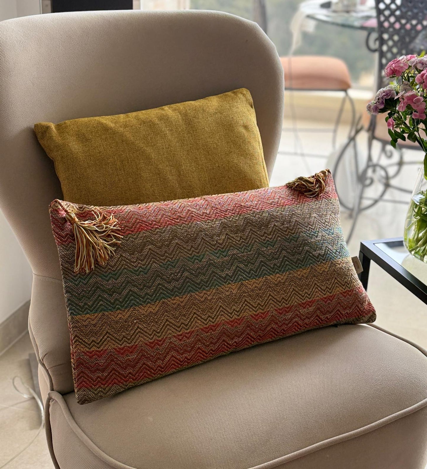 Set de 2 housses de coussin /tissu haute qualité.