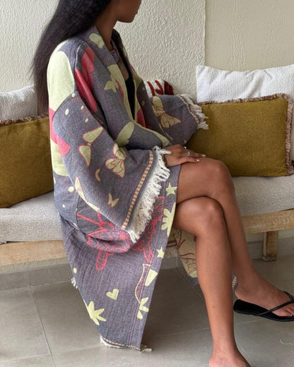Kimono Veste en Jacquard de Coton