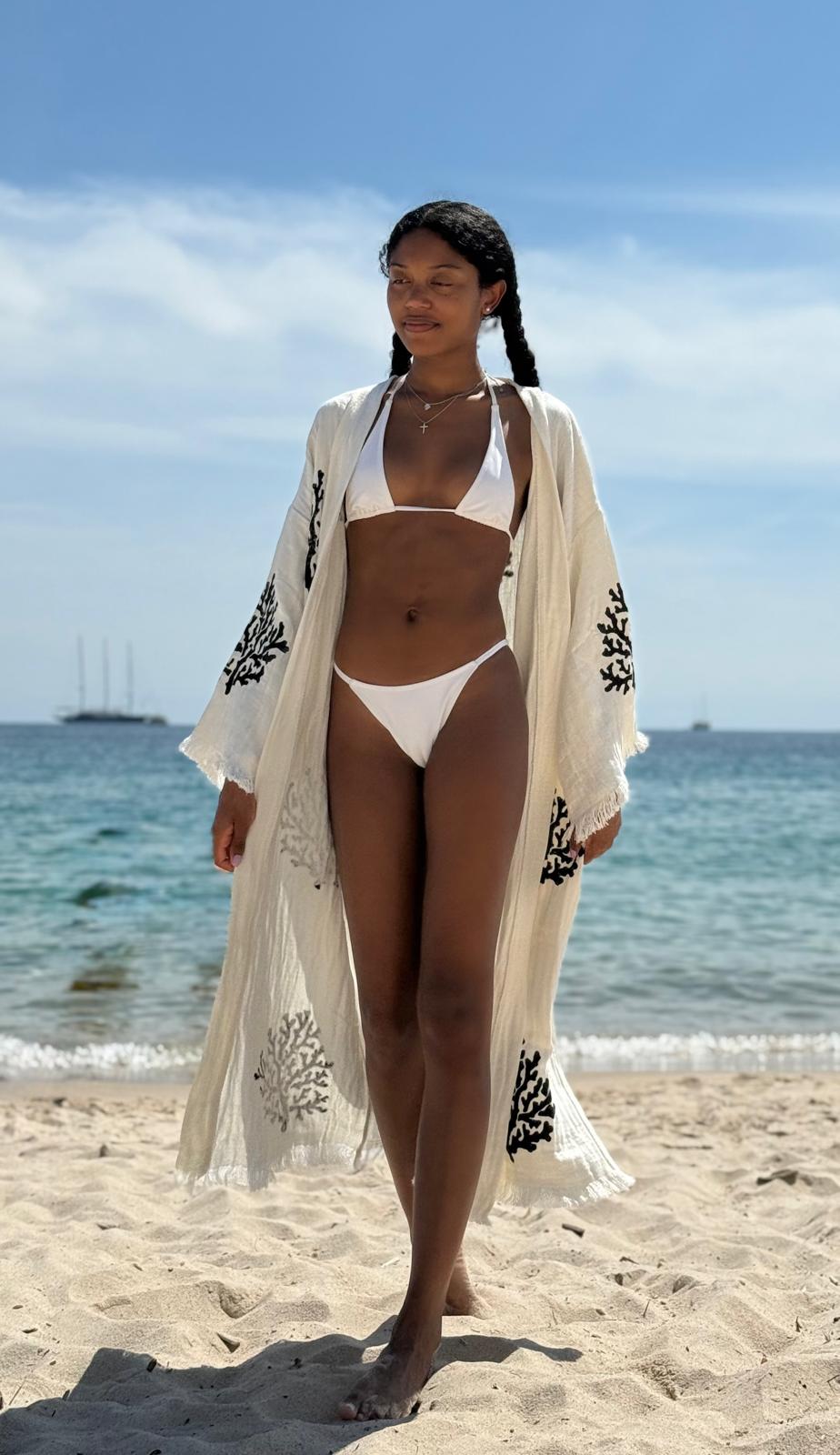 LOTUS Kimono Femme en Coton Bio et Lin – Écru