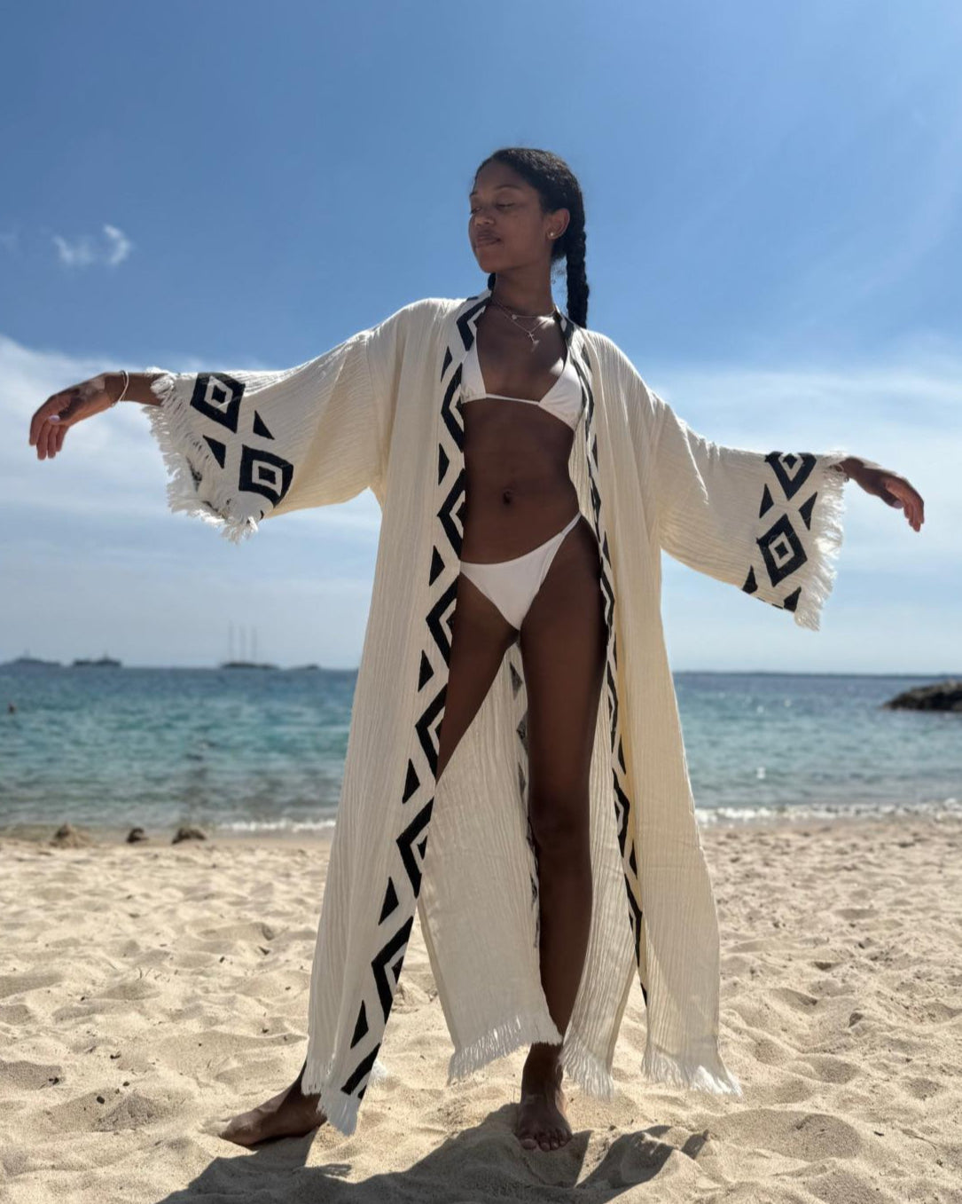 Nefrettii – Kimono Femme Artisanale en Tissu 100% Naturel, Imprimé à la Main